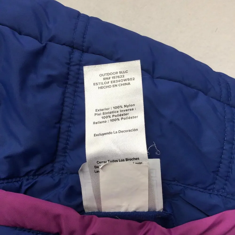 Eddie Bauer Jacket Youth Large 14/16 Purple Blue Hooded Puffer Sherpa Lined